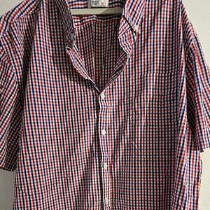 Regent Street 3X Red White Blue Checkered Short Sleeve Button Up Shirt, Size 3XL